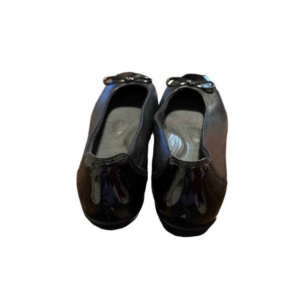 SAS Womens Black Bow Accent Patent Leather Ballet Flats Size 7.5N Made In USA - Picture 4 of 8
